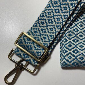 Woven Purse Strap New Blue Cream